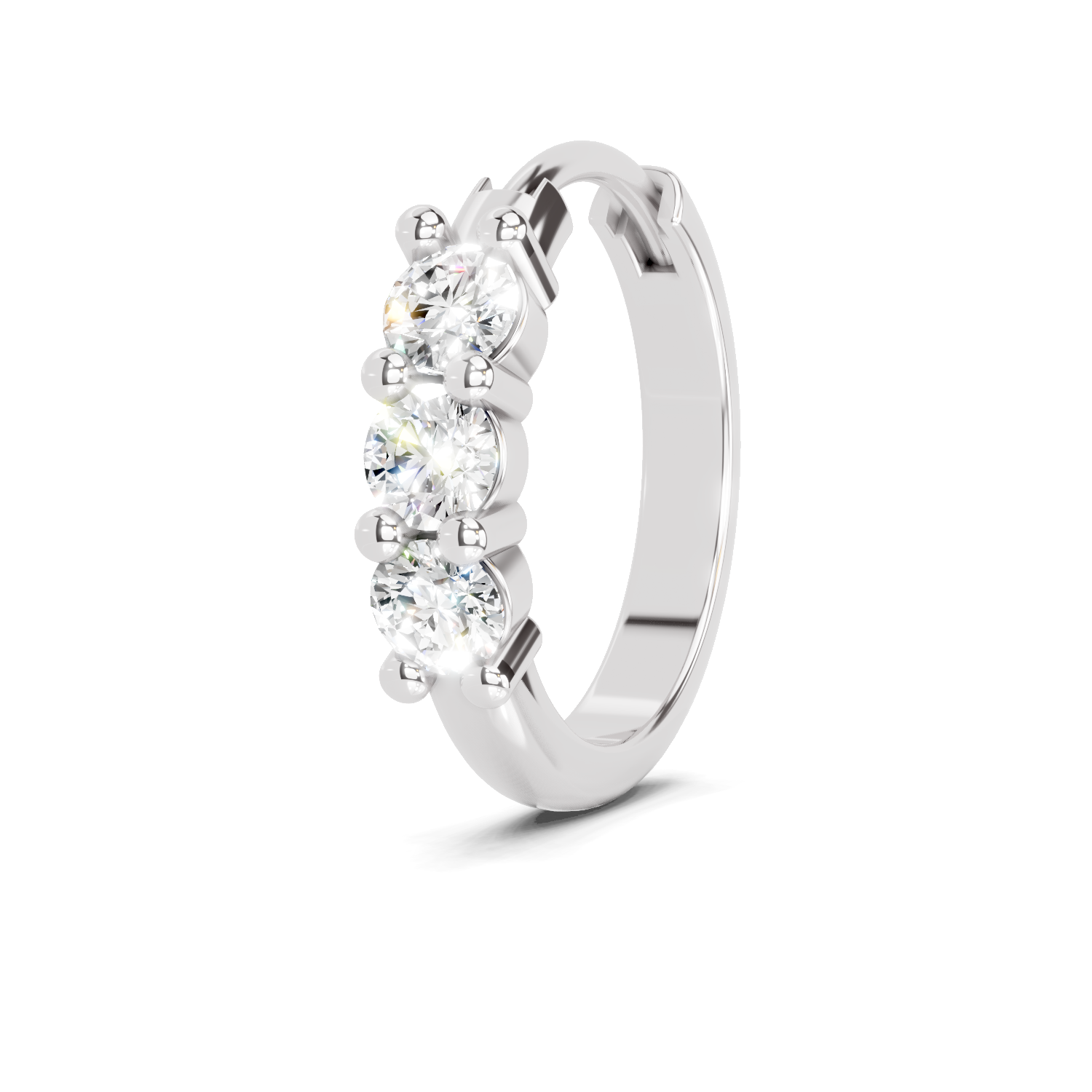 0.11 Carat Lab Grown Diamond Trio Stone Nosepin | 14K White Gold (Screw)