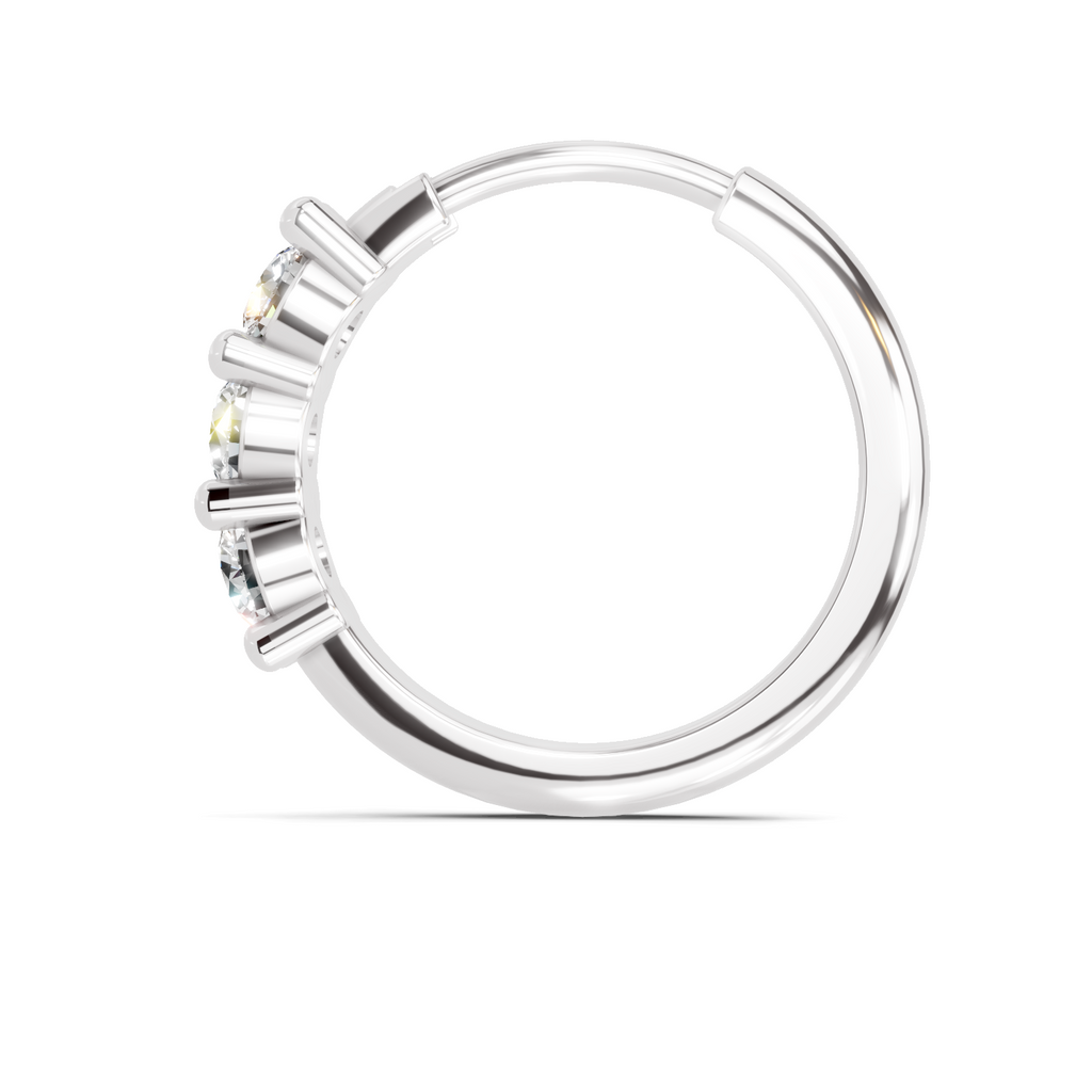 0.11 Carat Lab Grown Diamond Trio Stone Nosepin | 14K White Gold (Screw)