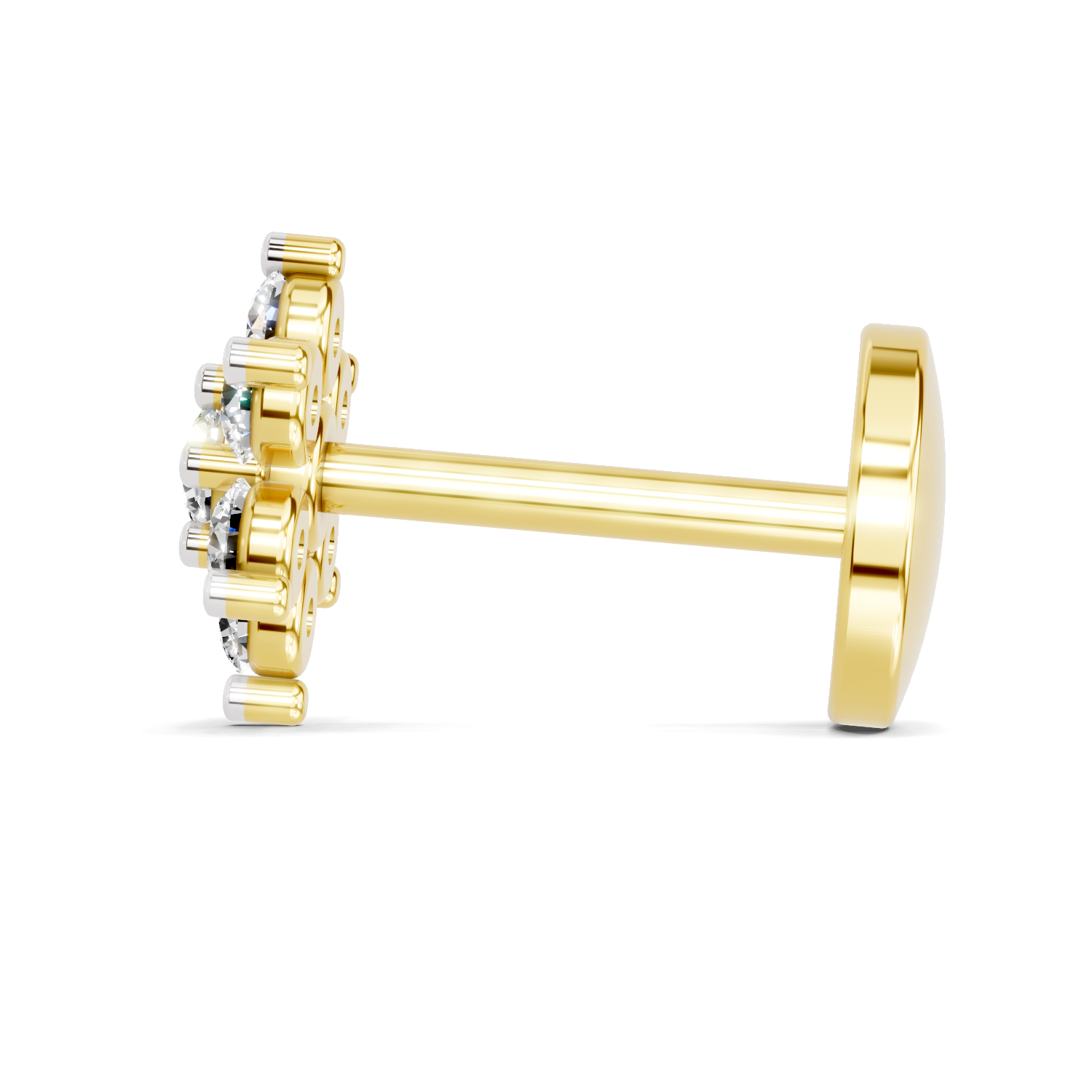 0.16 Carat Lab Grown Diamond Snowflake Nosepin | 14K Yellow Gold (Screw)