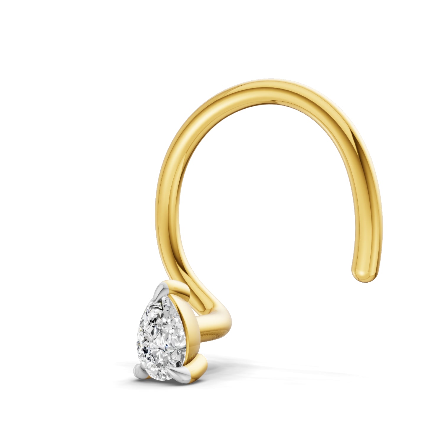 0.04 Carat  | 925 Sterling Silver Yellow Gold Plated Solitaire Nosepin