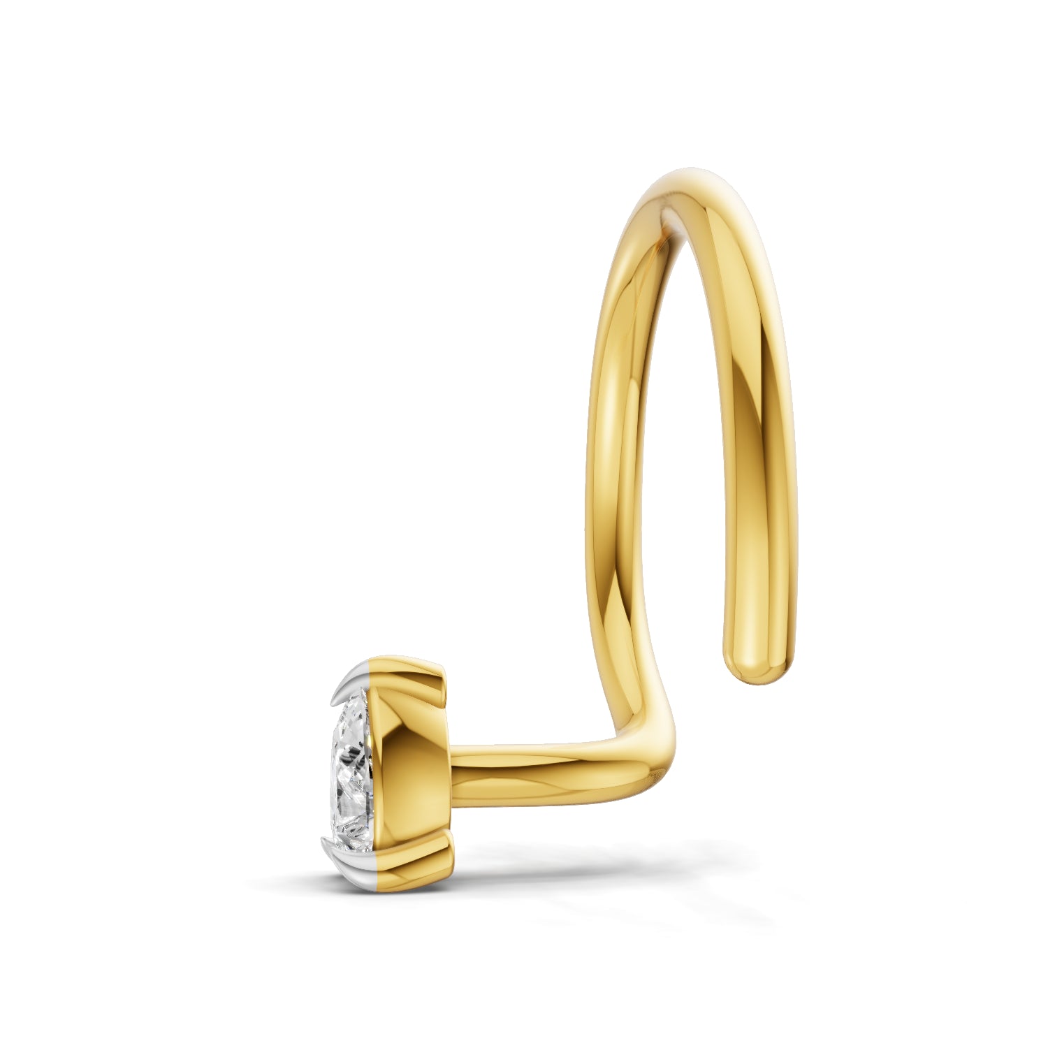 0.04 Carat  | 925 Sterling Silver Yellow Gold Plated Solitaire Nosepin