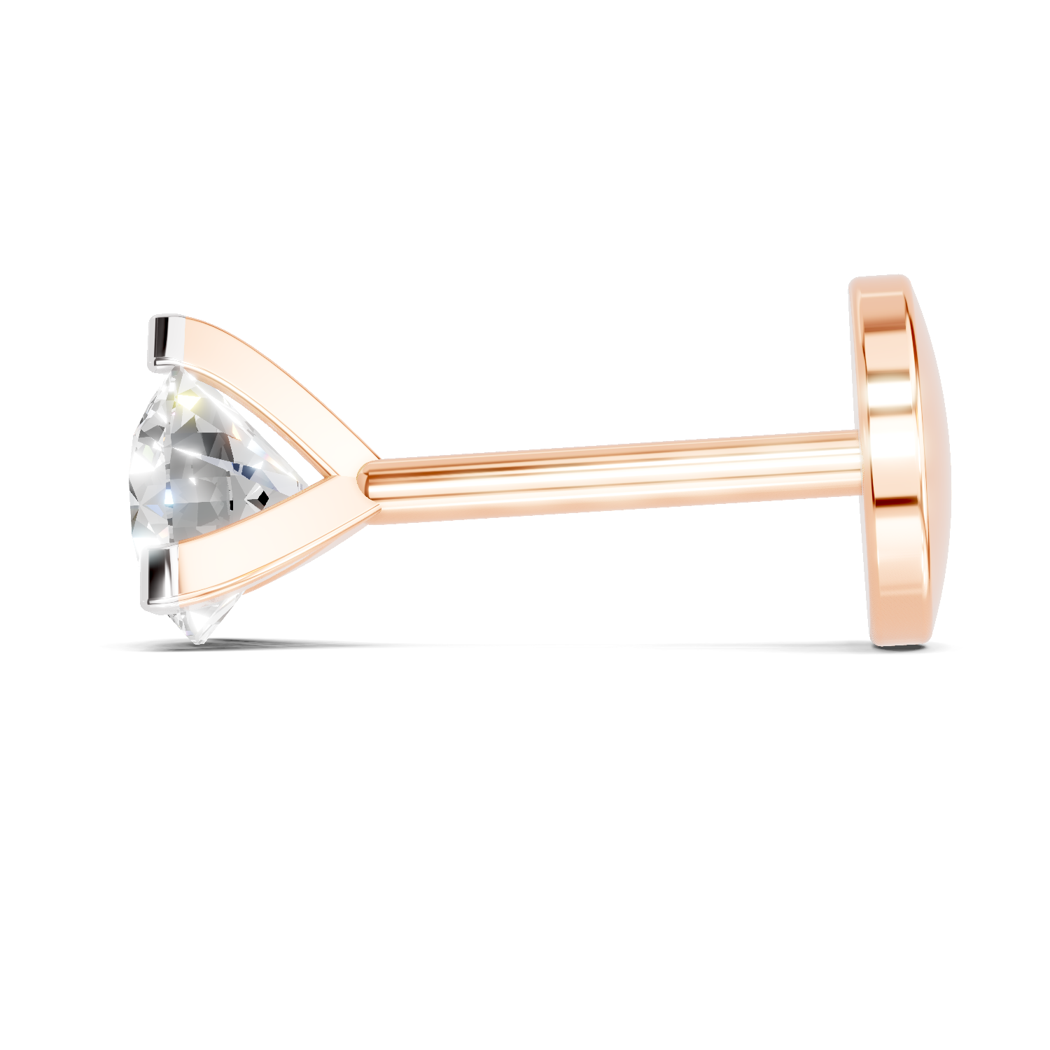0.23 Carat Lab Grown Diamond Solitaire Nosepin | 14K Rose Gold (Screw)