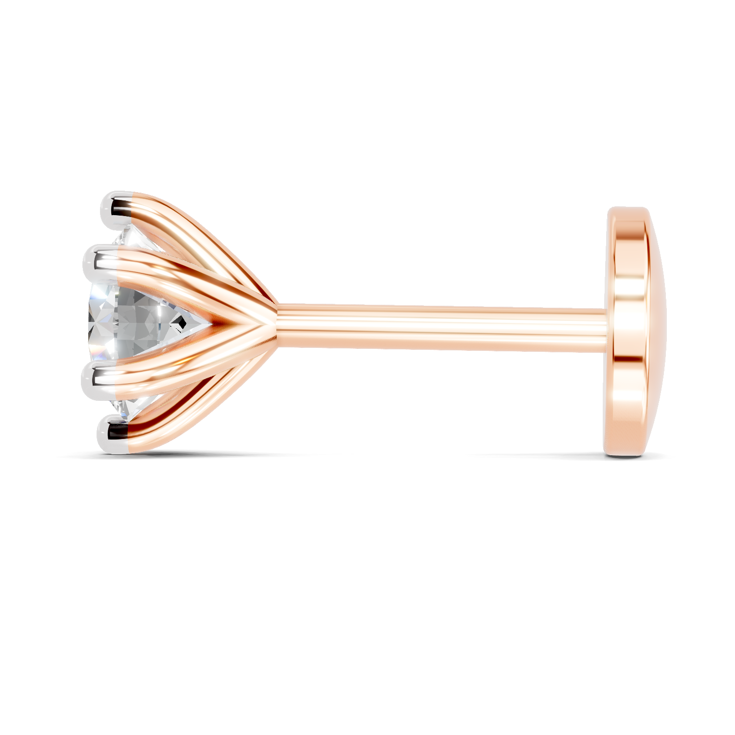 0.25 Carat Lab Grown Diamond Solitaire Nosepin | 14K Rose Gold (Screw)
