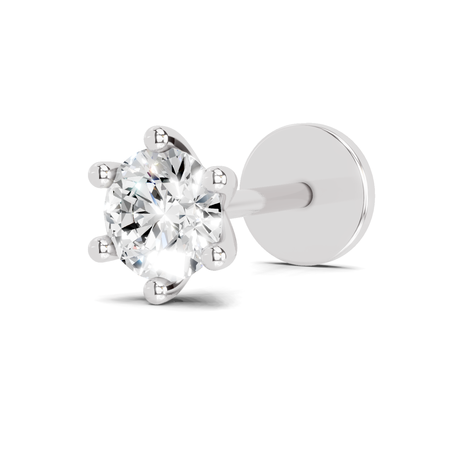 0.25 Carat Lab Grown Diamond Solitaire Nosepin | 14K White Gold (Screw)