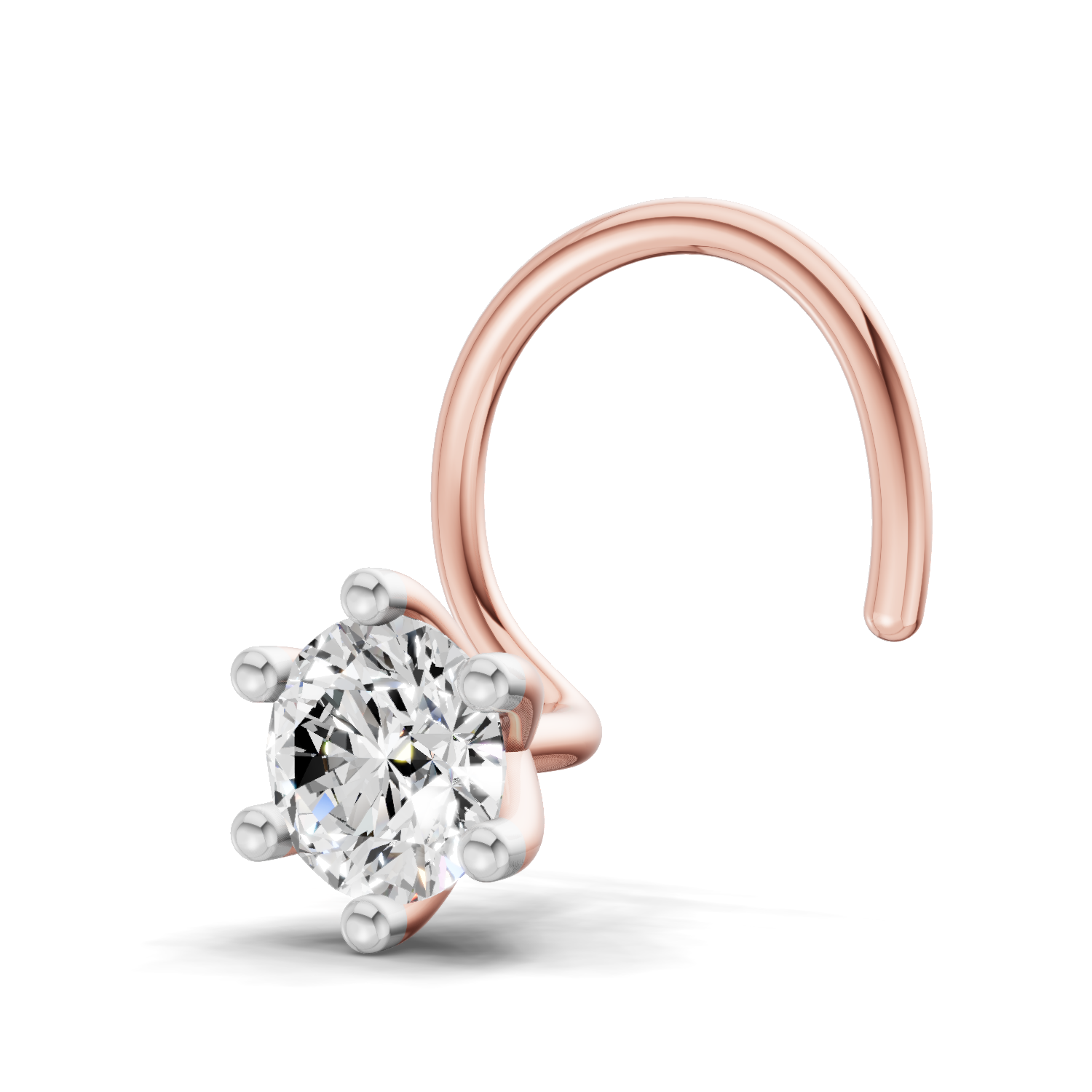 0.25 Carat Lab Grown Diamond Solitaire Nosepin | 14K Rose Gold (Wire)
