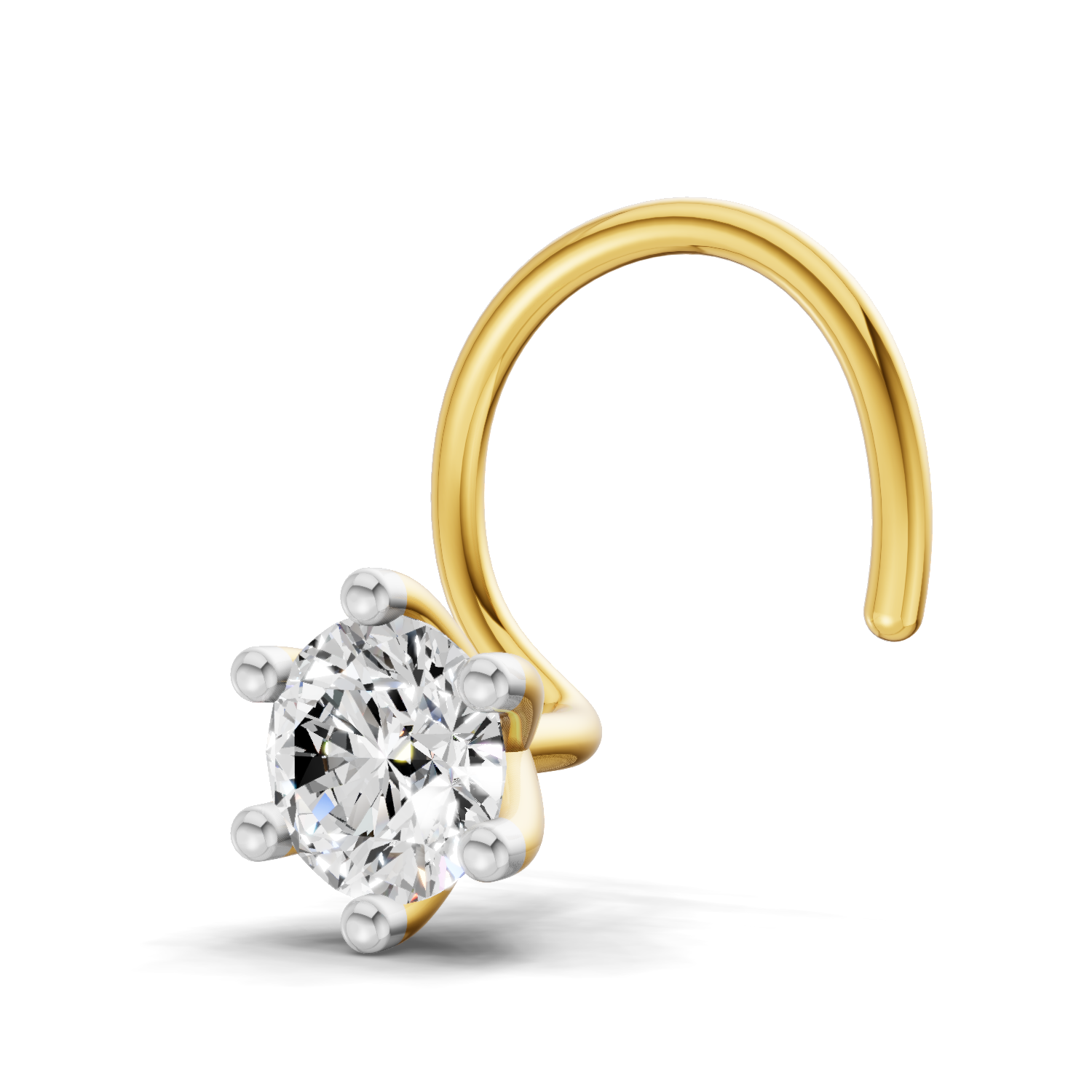 0.25 Carat Lab Grown Diamond Solitaire Nosepin | 14K Yellow Gold (Wire)