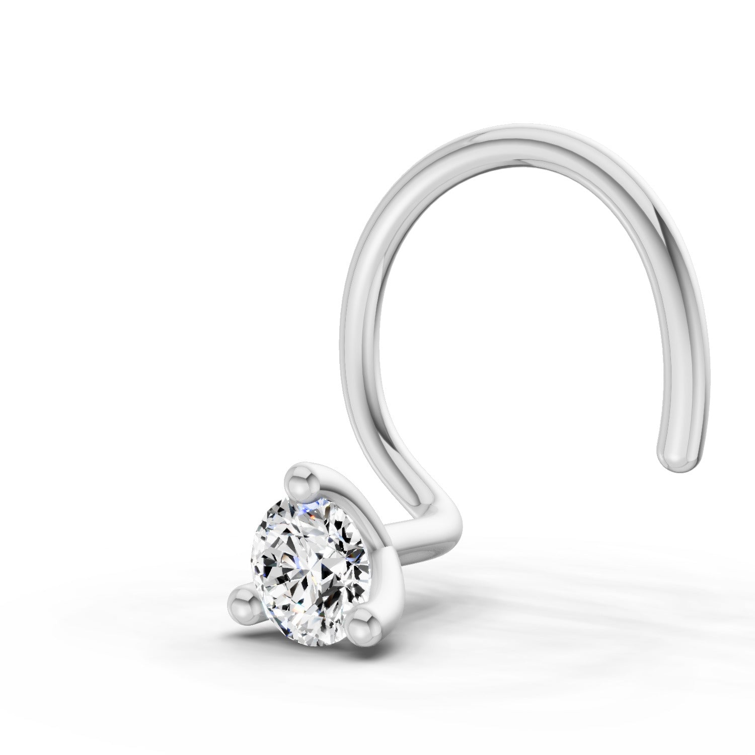 0.04 Ct Round Shape Soilitaire Diamond Nose Pin | 14K White Gold