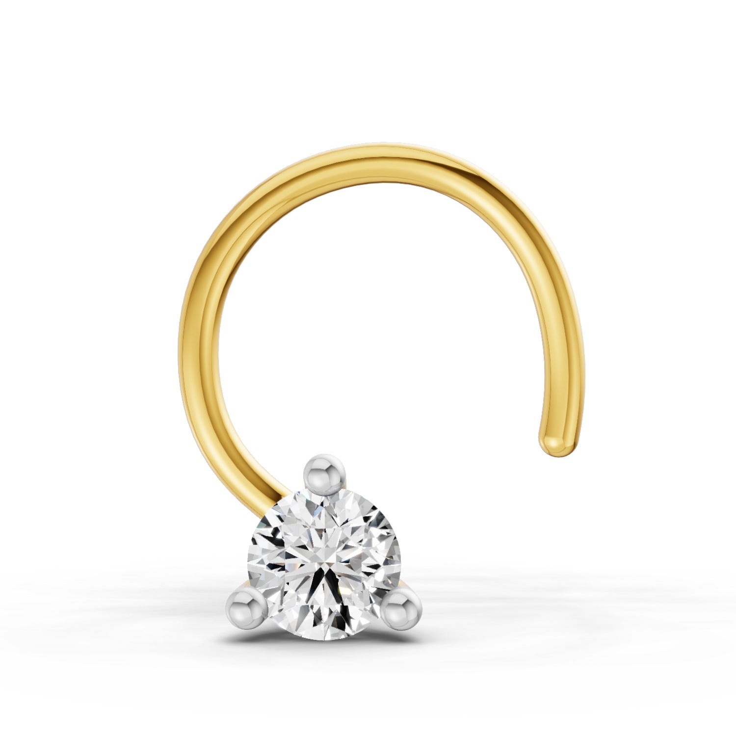 0.04 Ct Round Shape Soilitaire Diamond Nose Pin | 14K Yellow Gold