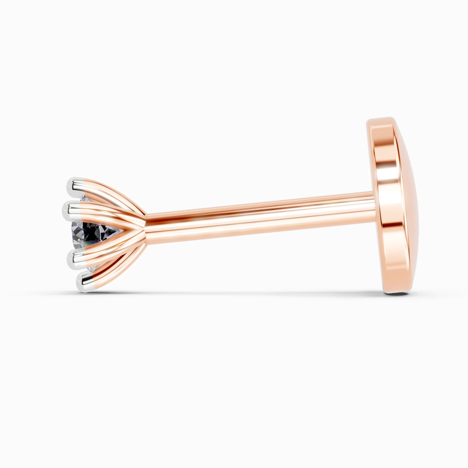 0.05 Ct Solitaire Round Shape Nose Pin | 14K Rose Gold