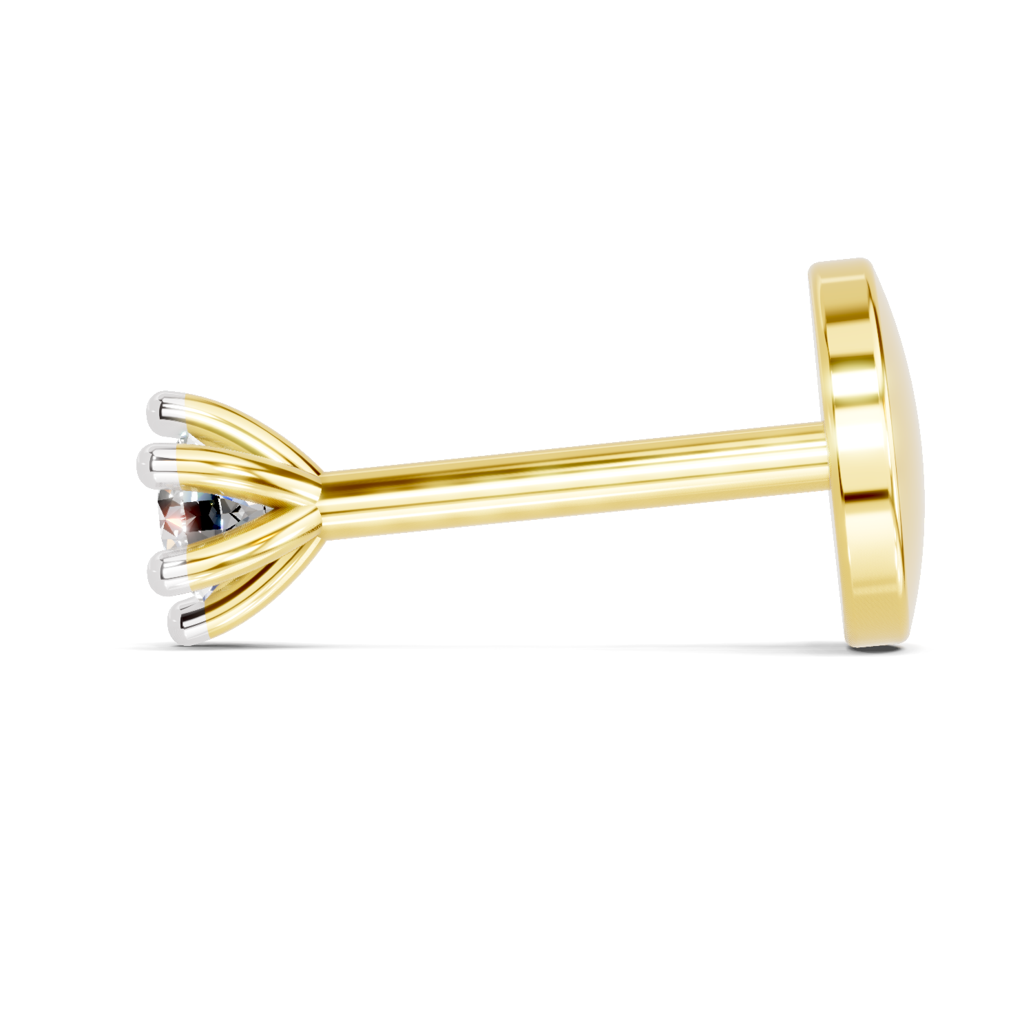 0.05 Ct Solitaire Round Shape Nose Pin | 14K Yellow Gold