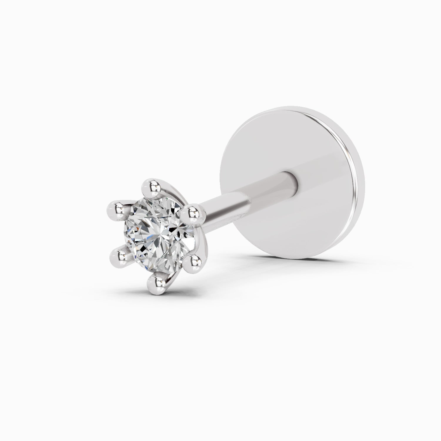 0.05 Ct Solitaire Round Shape Nose Pin | 14K White Gold