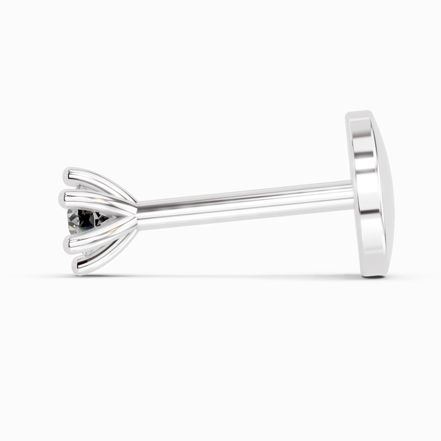0.05 Ct Solitaire Round Shape Nose Pin | 14K White Gold