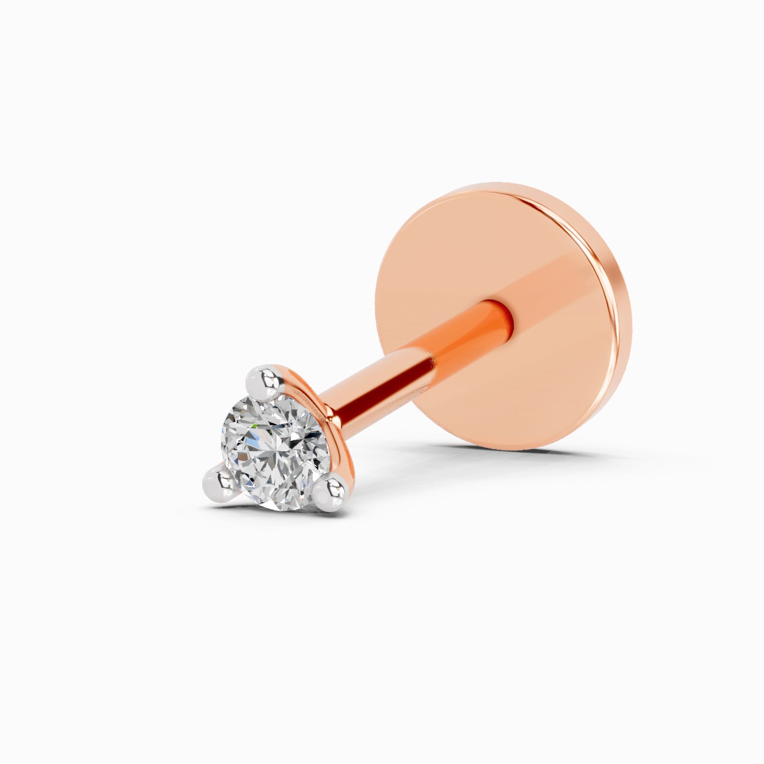 0.03 Ct Round Shape Soilitaire Diamond Nose Pin | 14K Rose Gold