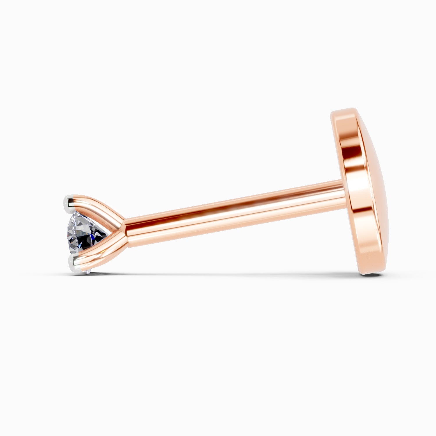 0.03 Ct Round Shape Soilitaire Diamond Nose Pin | 14K Rose Gold
