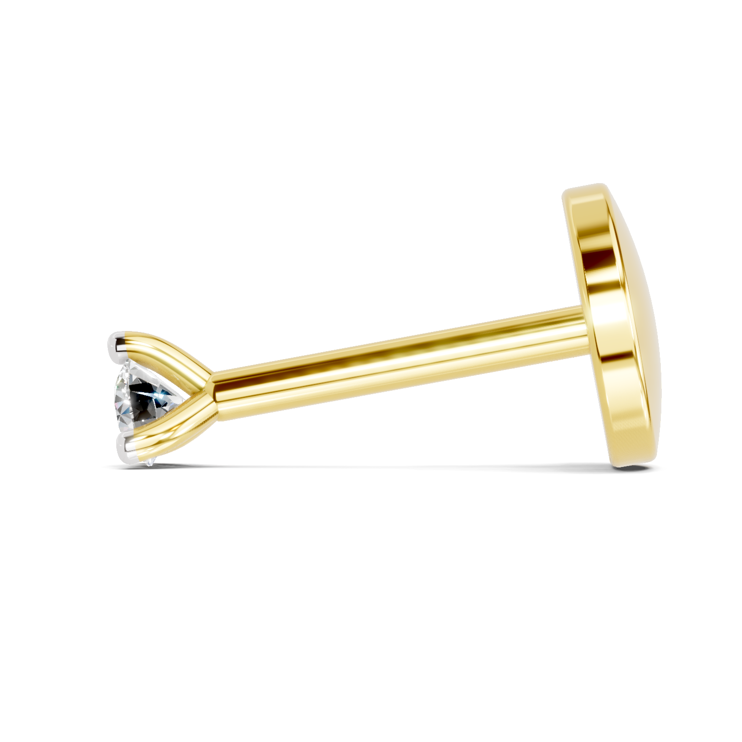 0.03 Ct Round Shape Soilitaire Diamond Nose Pin | 14K Yellow Gold