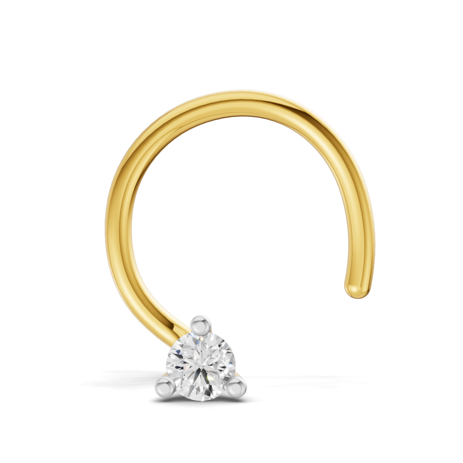 0.03 Ct Round Shape Soilitaire Diamond Nose Pin | 14K Yellow Gold