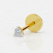 0.03 Ct Round Shape Soilitaire Diamond Nose Pin | 14K Yellow Gold