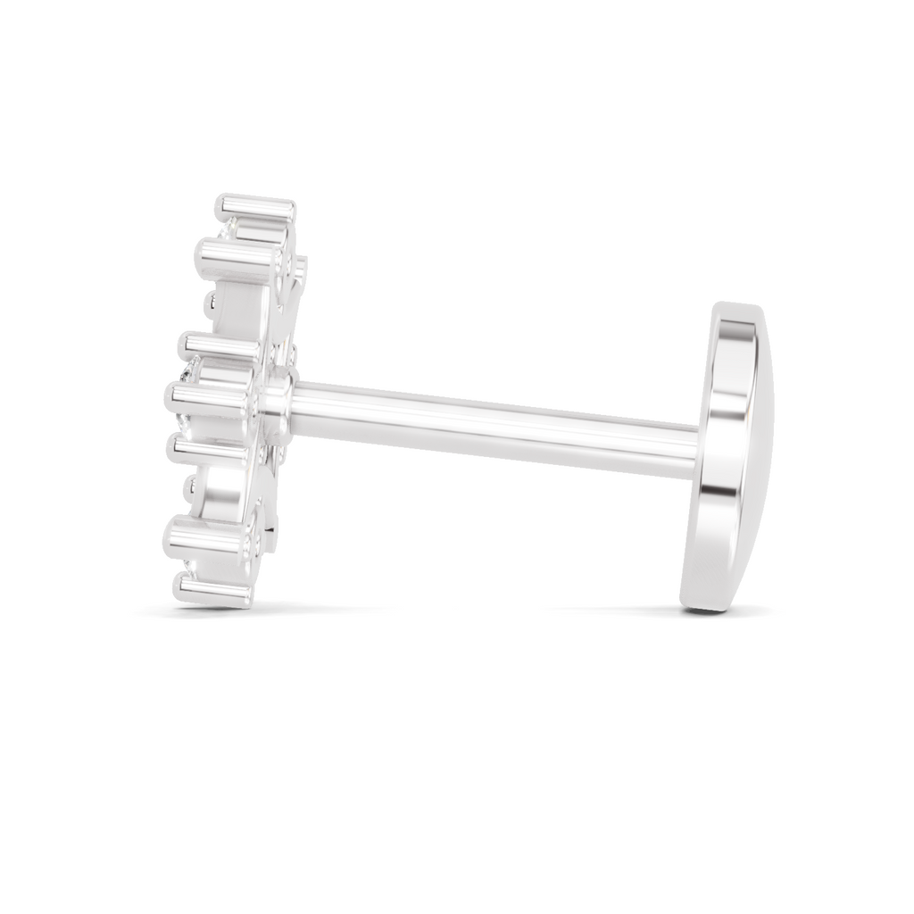 0.08 Carat Lab Grown Diamond Round Shape Snowflake Nosepin | 14K White Gold (Screw)