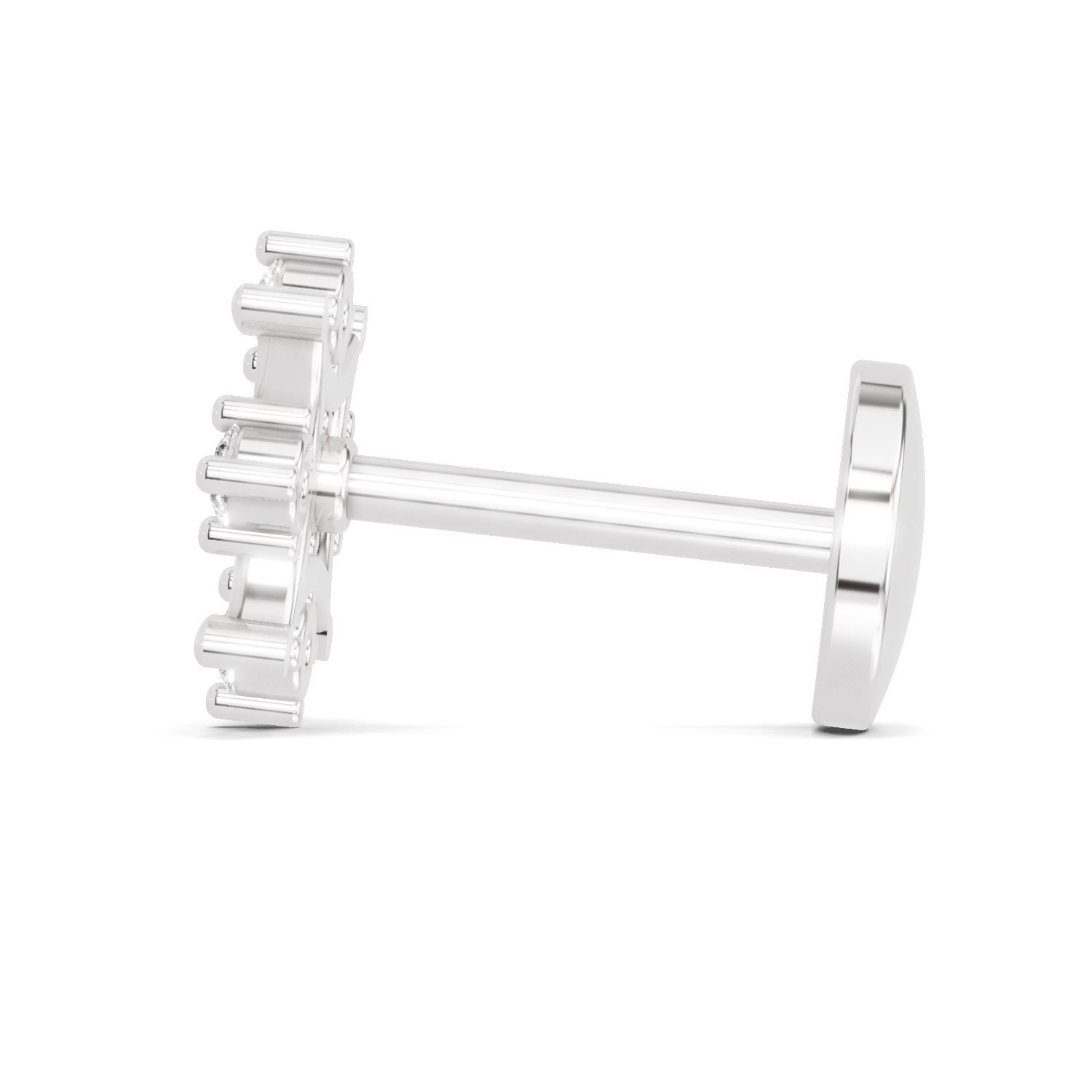 0.08 Carat Lab Grown Diamond Round Shape Snowflake Nosepin | 14K White Gold (Screw)