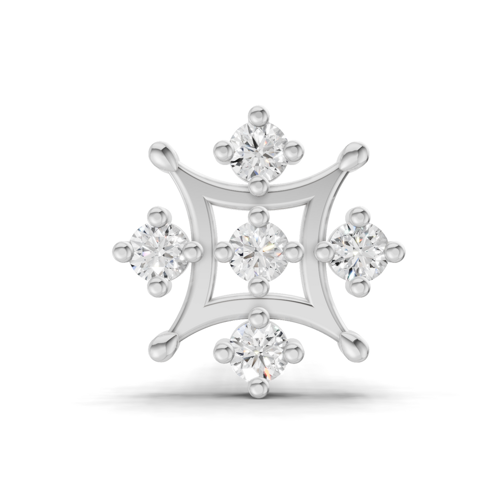 0.08 Carat Lab Grown Diamond Round Shape Snowflake Nosepin | 14K White Gold (Screw)
