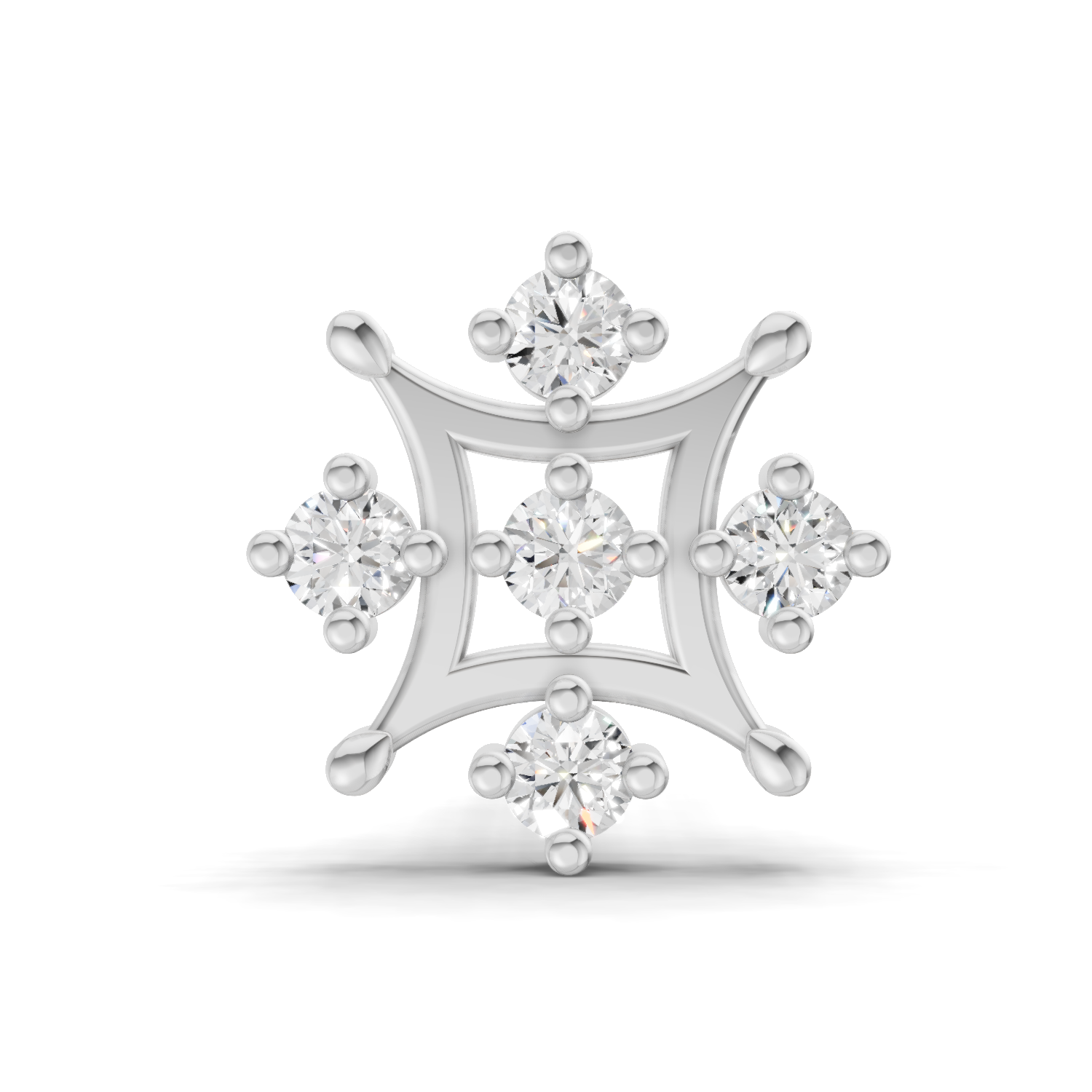 0.08 Carat Lab Grown Diamond Round Shape Snowflake Nosepin | 14K White Gold (Screw)