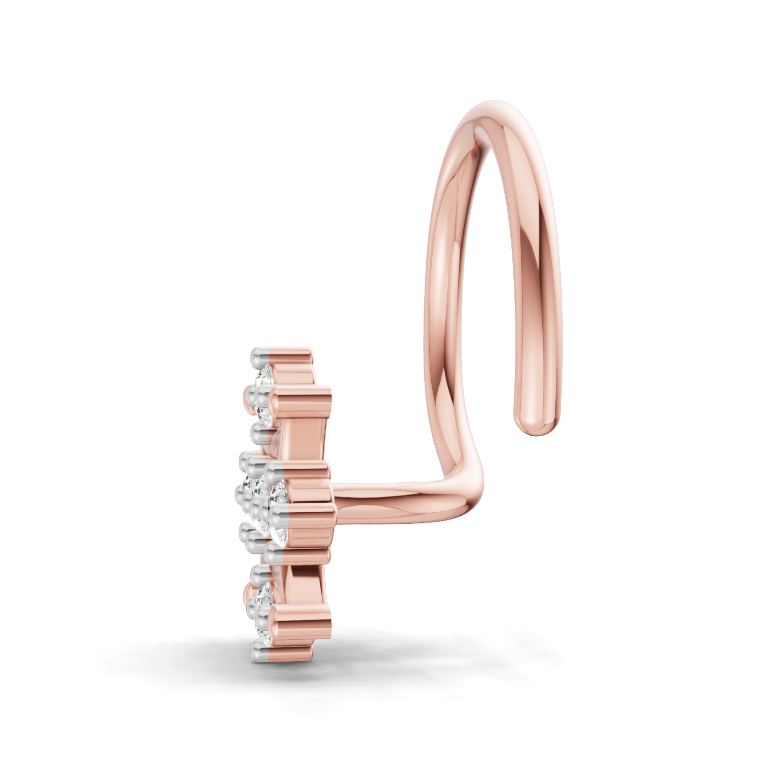 0.08 Carat Lab Grown Diamond Round Shape Snowflake Nosepin | 14K Rose Gold (Wire)