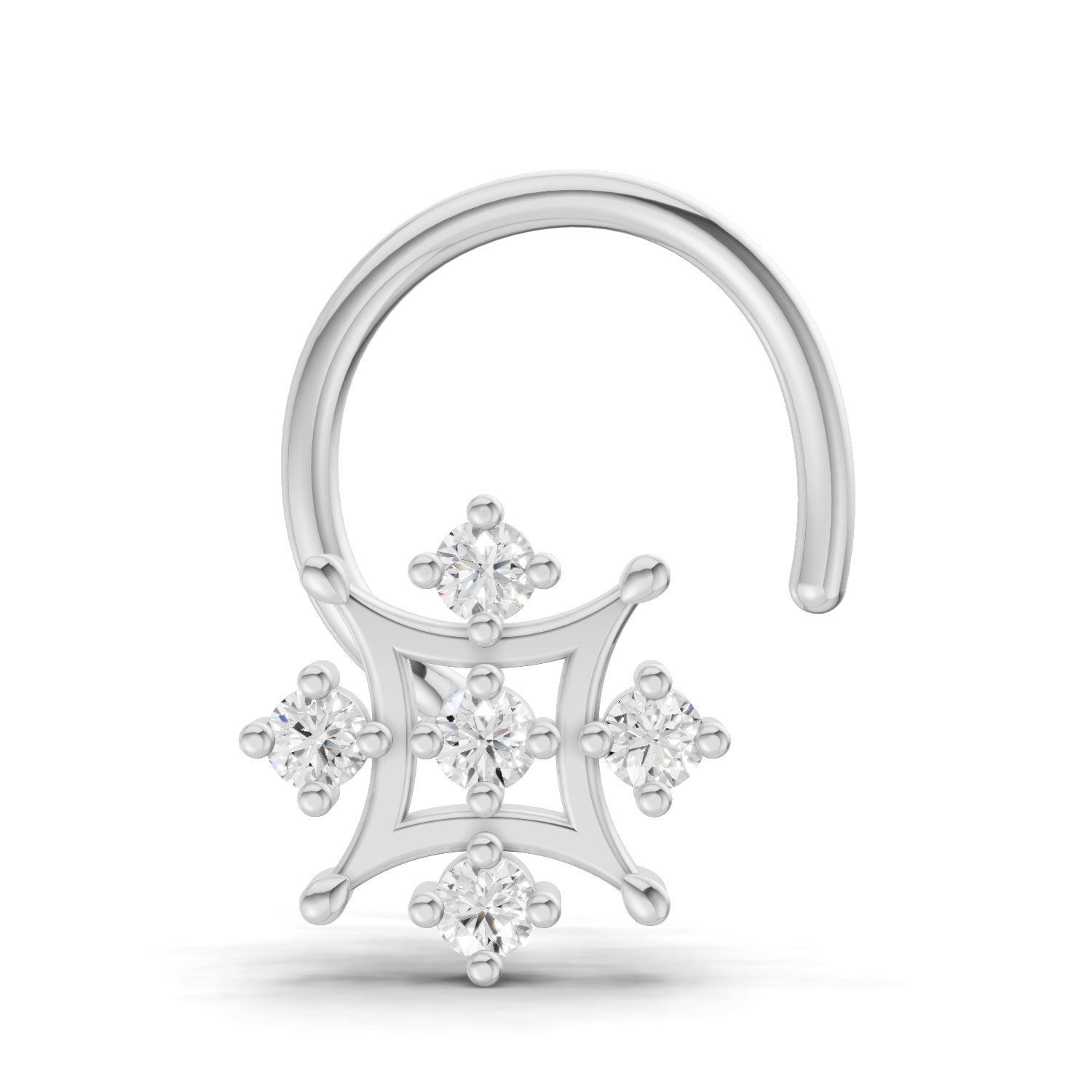 0.08 Carat Lab Grown Diamond Round Shape Snowflake Nosepin | 14K White Gold (Wire)