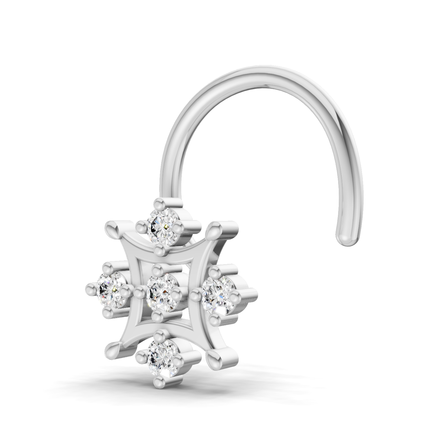 0.08 Carat Lab Grown Diamond Round Shape Snowflake Nosepin | 14K White Gold (Wire)