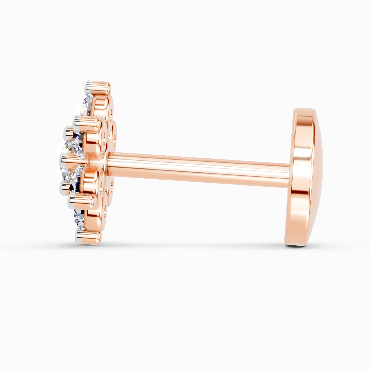 0.11 Ct Round Shape Nose Pin | 14K Rose Gold