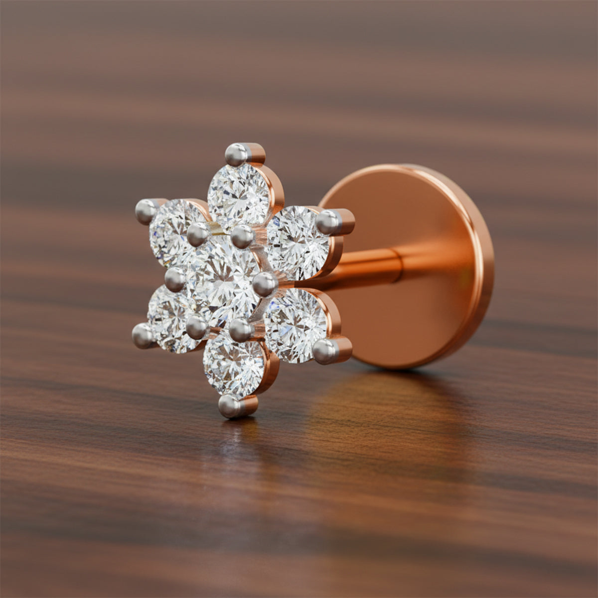 0.11 Ct Round Shape Nose Pin | 14K Yellow Gold