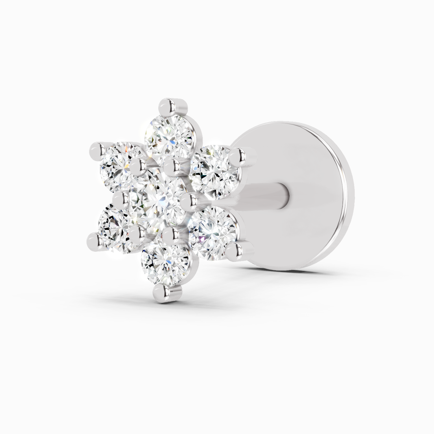 0.11 Ct Round Shape Nose Pin | 14K White Gold