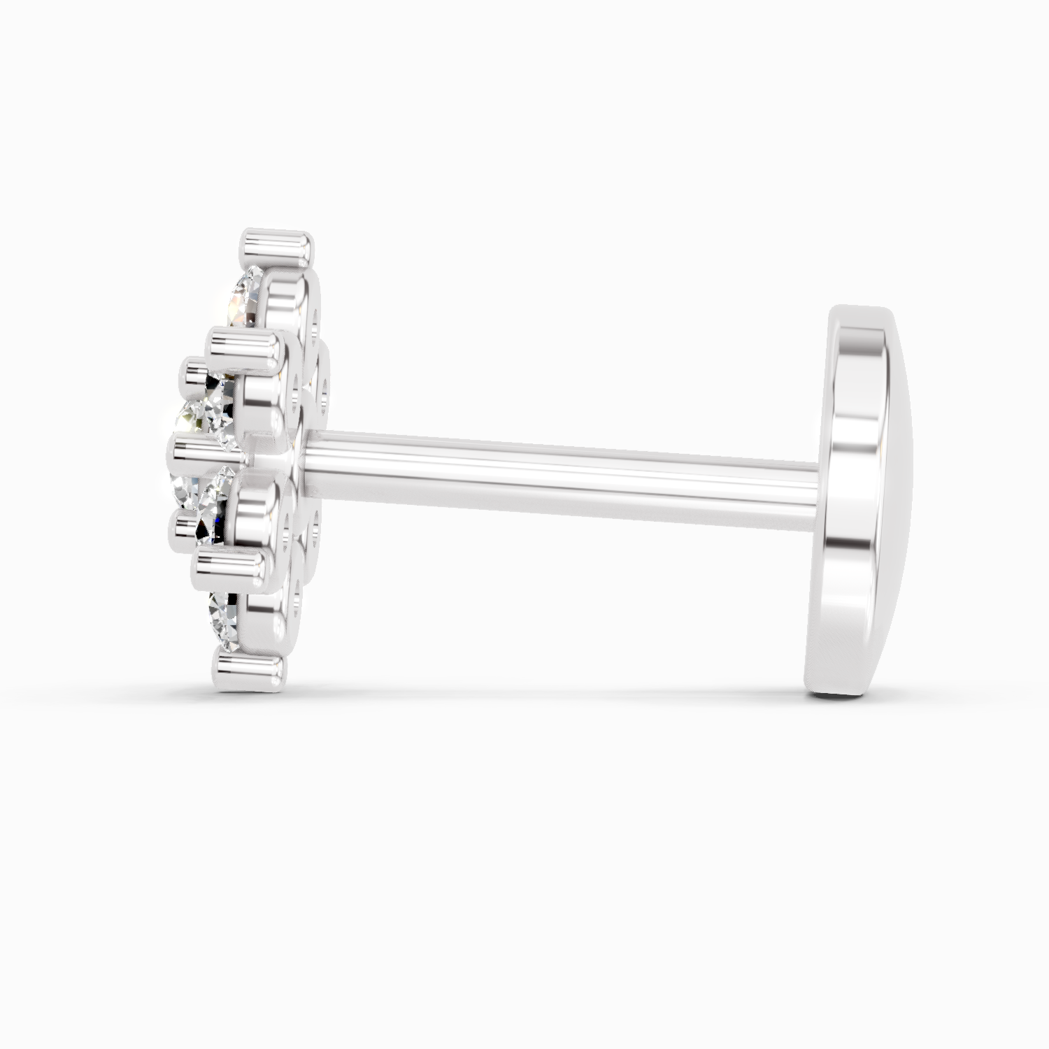 0.11 Ct Round Shape Nose Pin | 14K White Gold