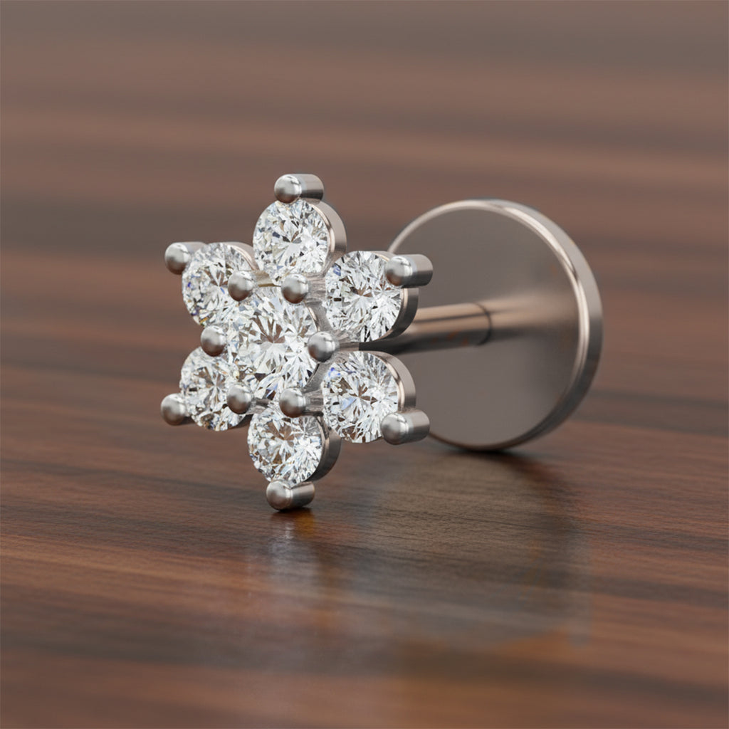 0.11 Ct Round Shape Nose Pin | 14K Yellow Gold