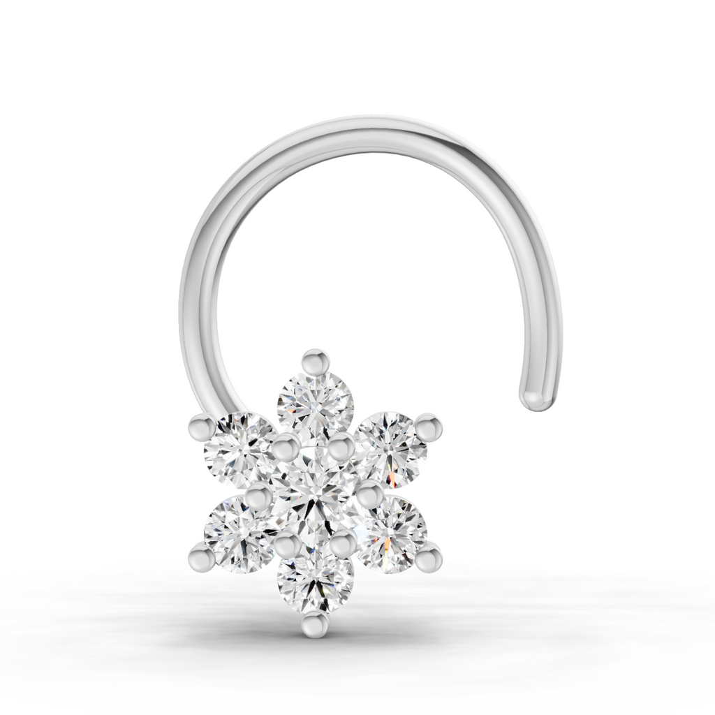 0.11 Ct Round Shape Nose Pin | 14K Yellow Gold