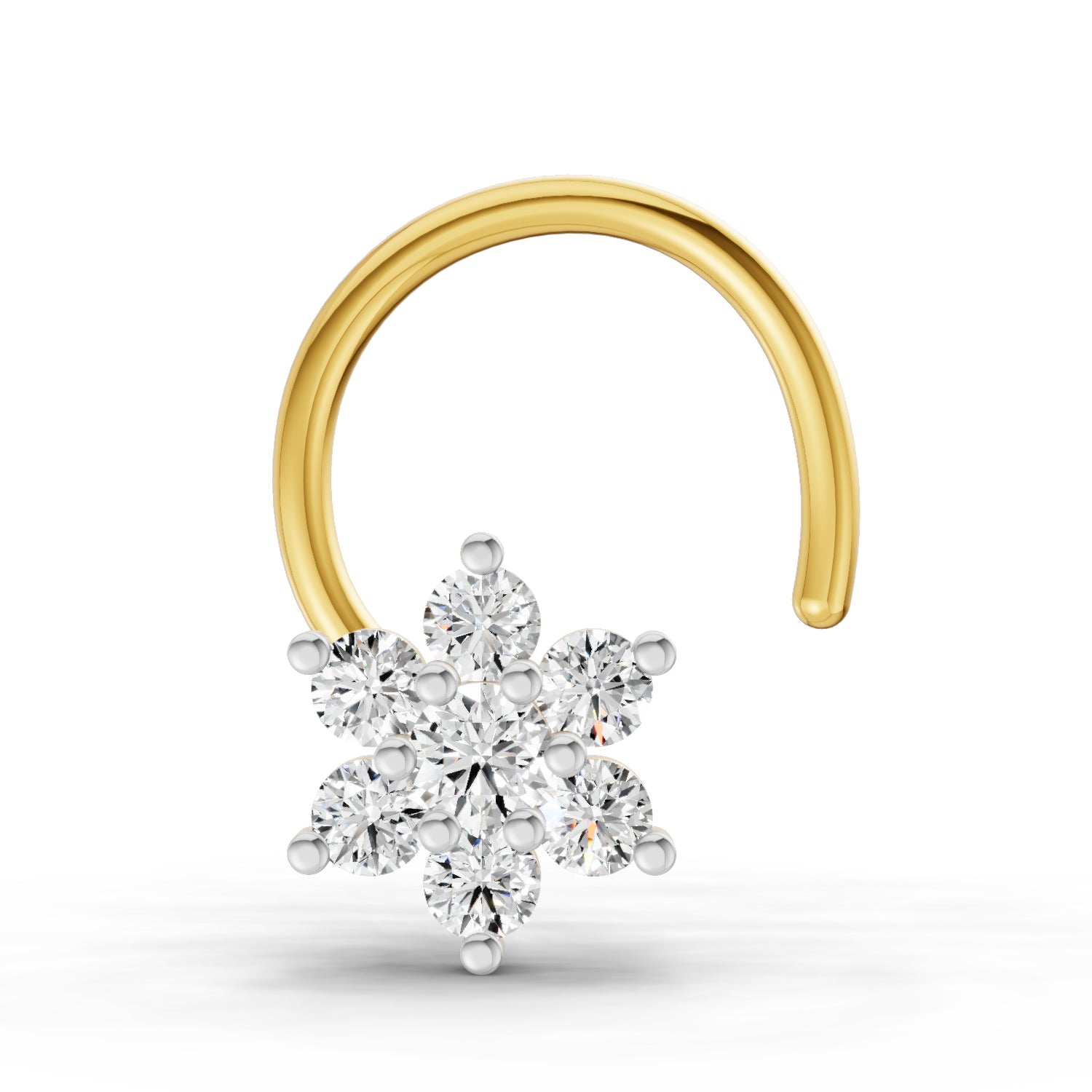 0.11 Carat  | 925 Sterling Silver Yellow Gold Plated Floral Nosepin