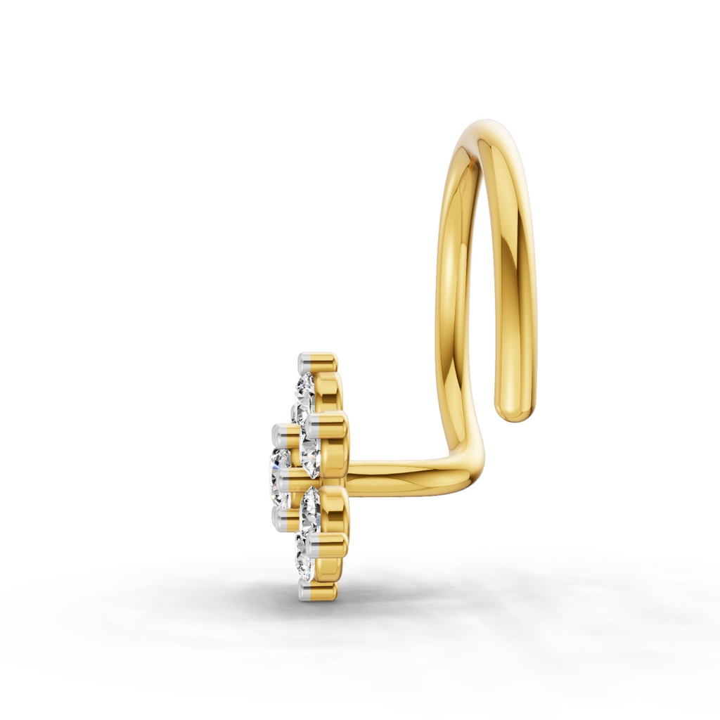 0.11 Ct Round Shape Nose Pin | 14K Yellow Gold
