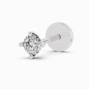 0.03 Carat Round Shape 4 Prong Solitaire Diamond Nose Pin | 14K White Gold-Screw