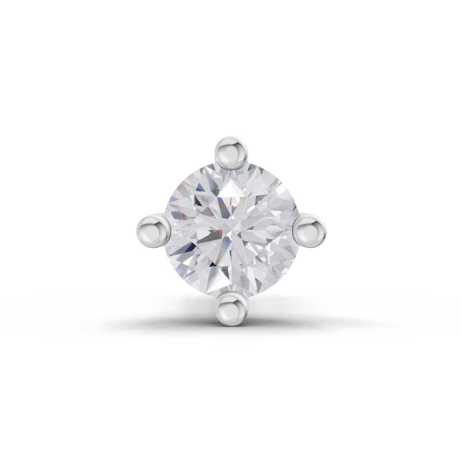 0.03 Carat Round Shape 4 Prong Solitaire Diamond Nose Pin | 14K Yellow Gold-Screw