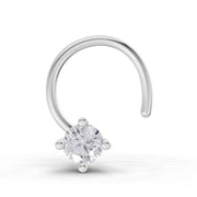 0.03 Ct Round Shape 4 Prong Solitaire Diamond Nose Pin | 14K White Gold