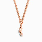 0.04 Carat Round Shape Luminous Curve Pendant | 14K Rose Gold