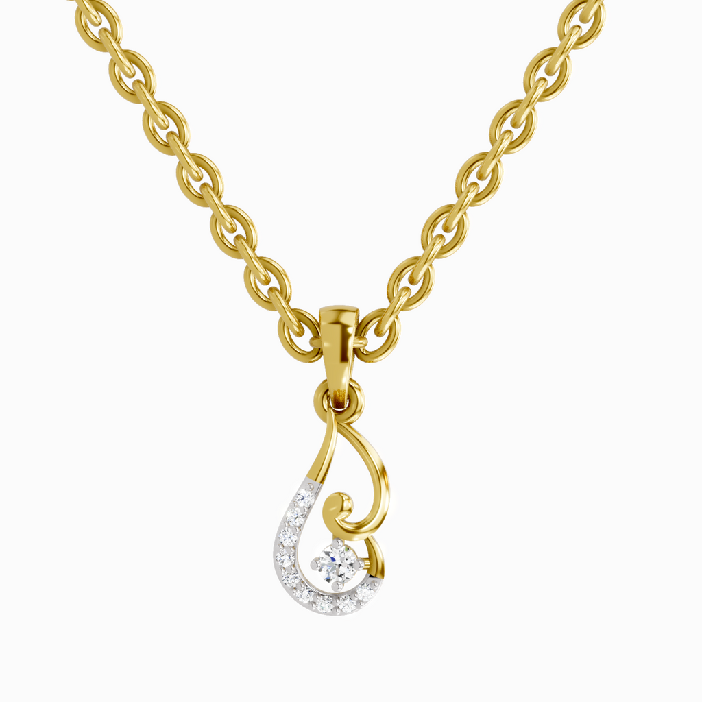 0.04 Carat Round Shape Luminous Curve Pendant | 14K Yellow Gold
