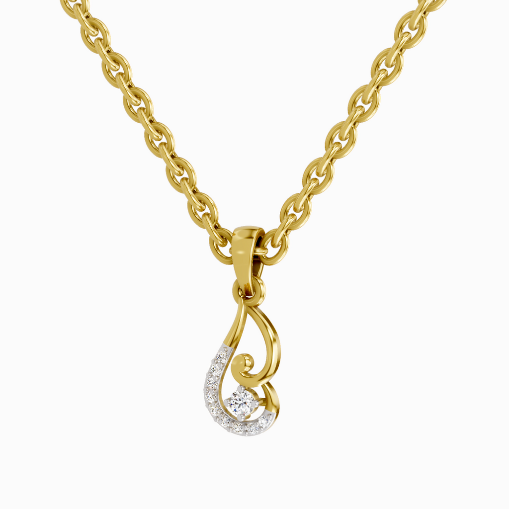 0.04 Carat Round Shape Luminous Curve Pendant | 14K Yellow Gold