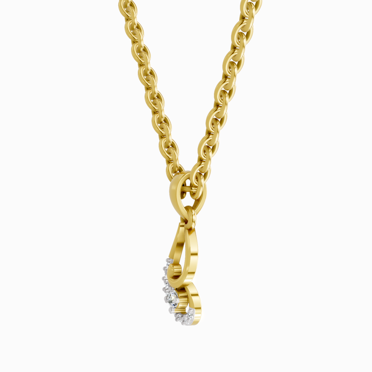 0.04 Carat Round Shape Luminous Curve Pendant | 14K Yellow Gold