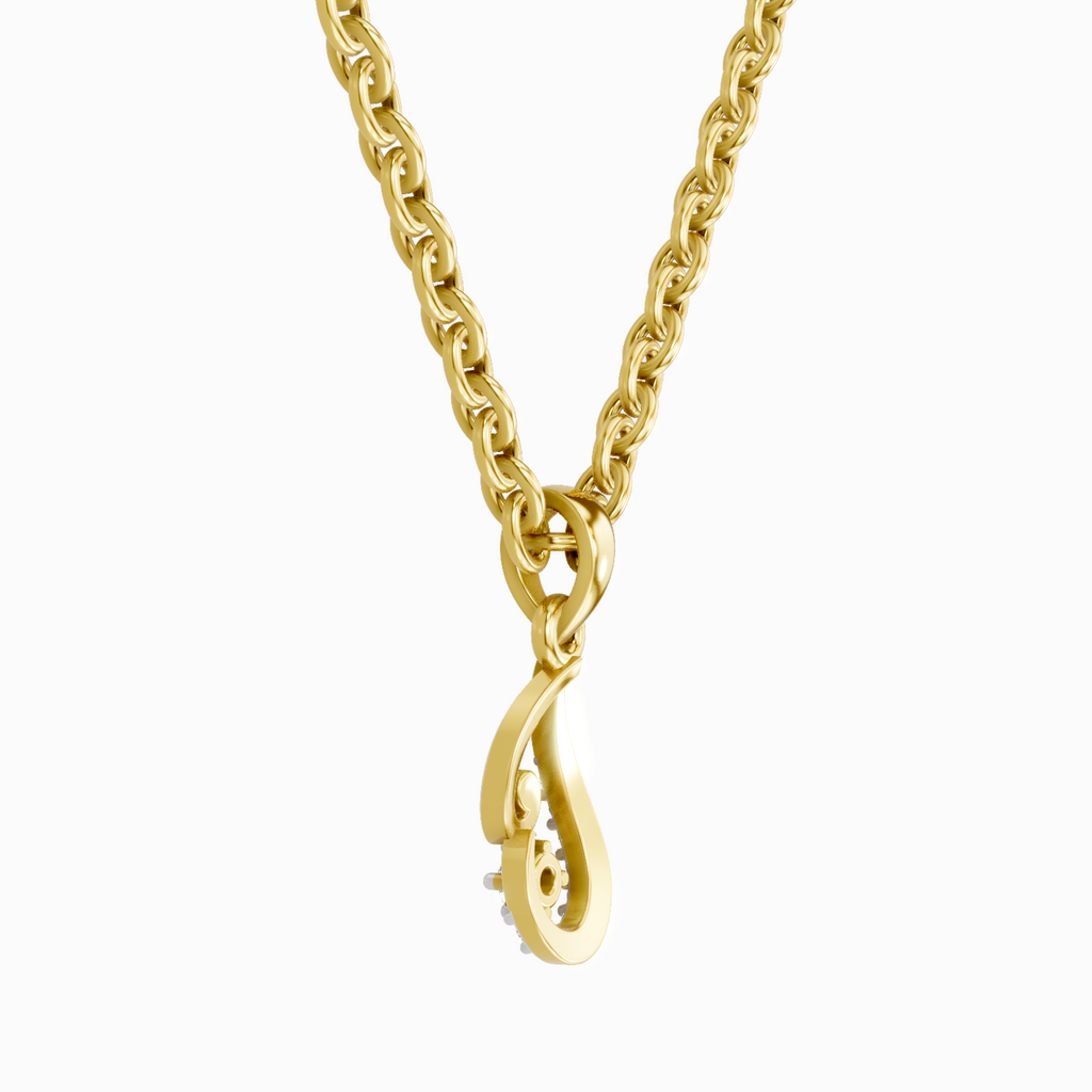 0.04 Carat Round Shape Luminous Curve Pendant | 14K Yellow Gold