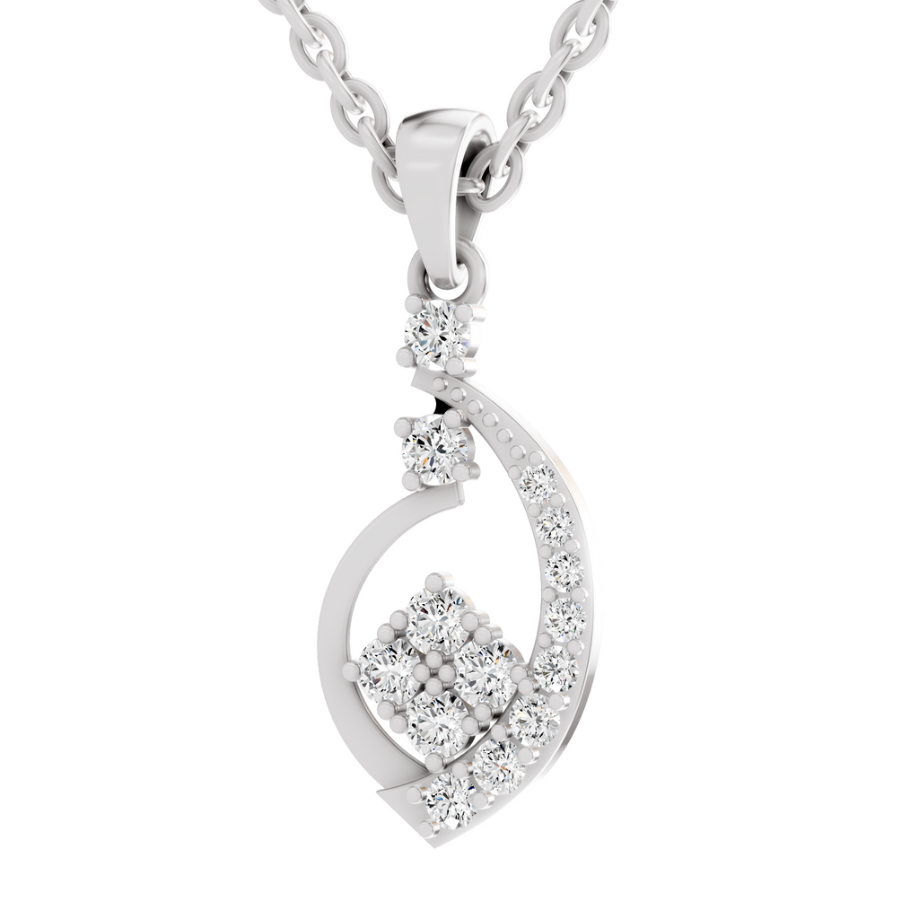 0.34 Carat Twisted Leaf Diamond Pendant | 14K White Gold
