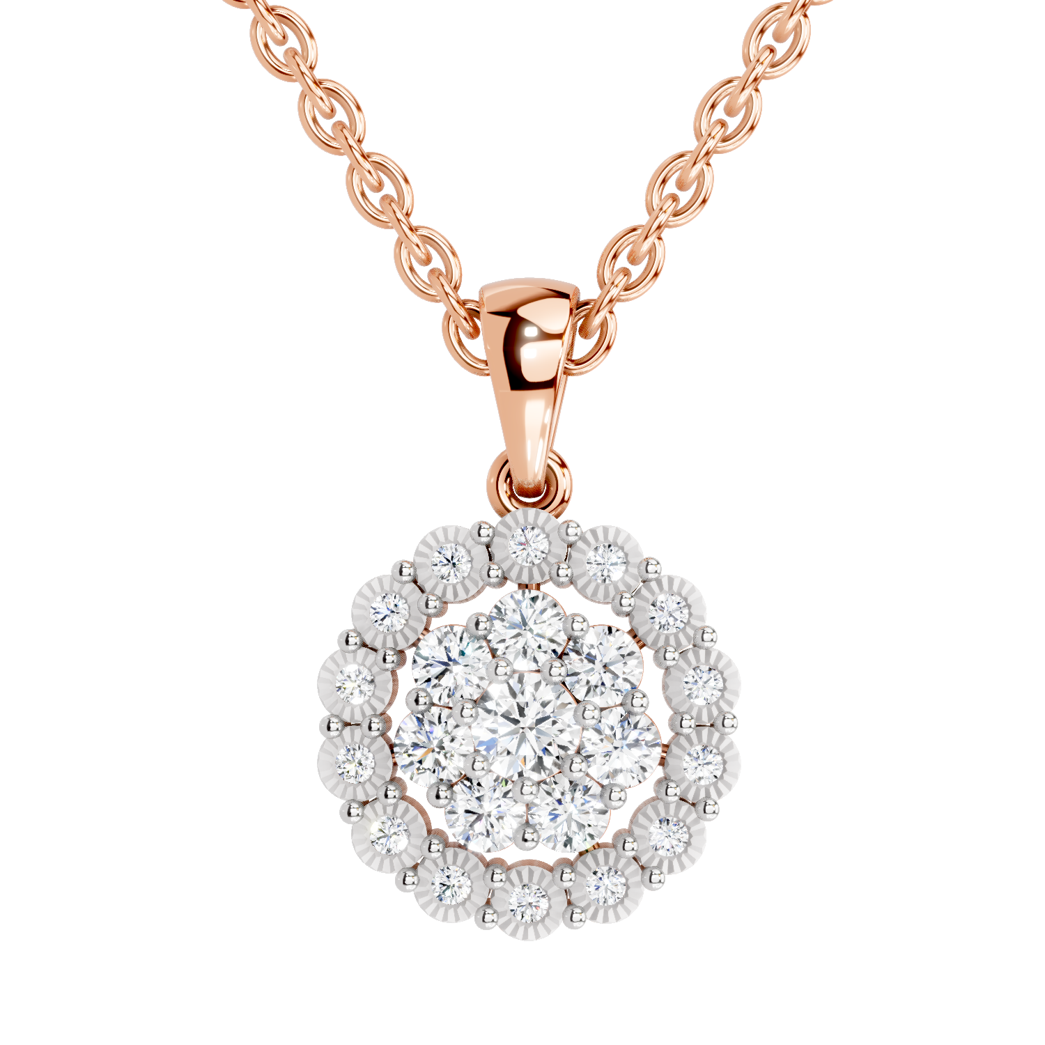 0.58 ct Halo Pendant in 14K