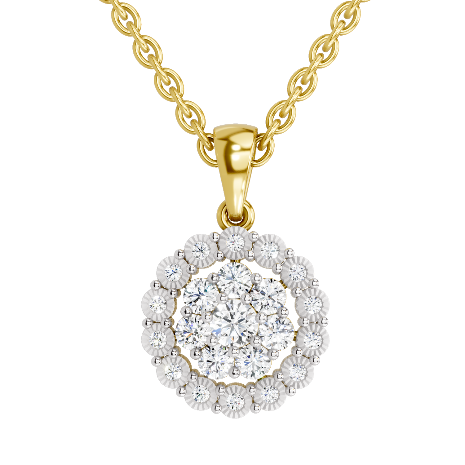 0.58 ct Halo Pendant in 14K