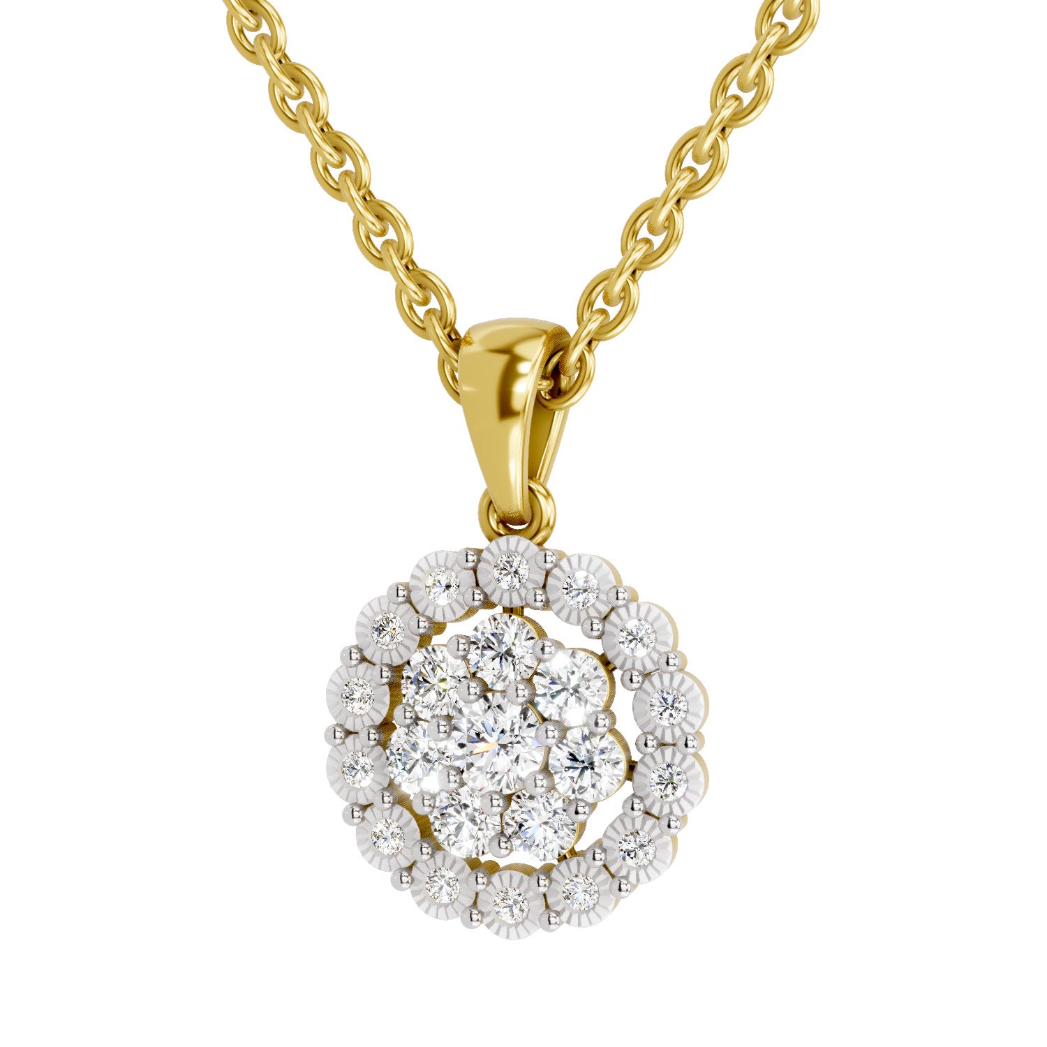 Lab Grown Diamond 0.58 Carat Halo Pendant for Women in 14K