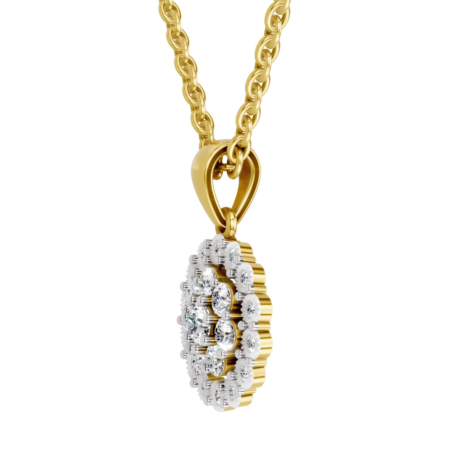 Lab Grown Diamond 0.58 Carat Halo Pendant for Women in 14K