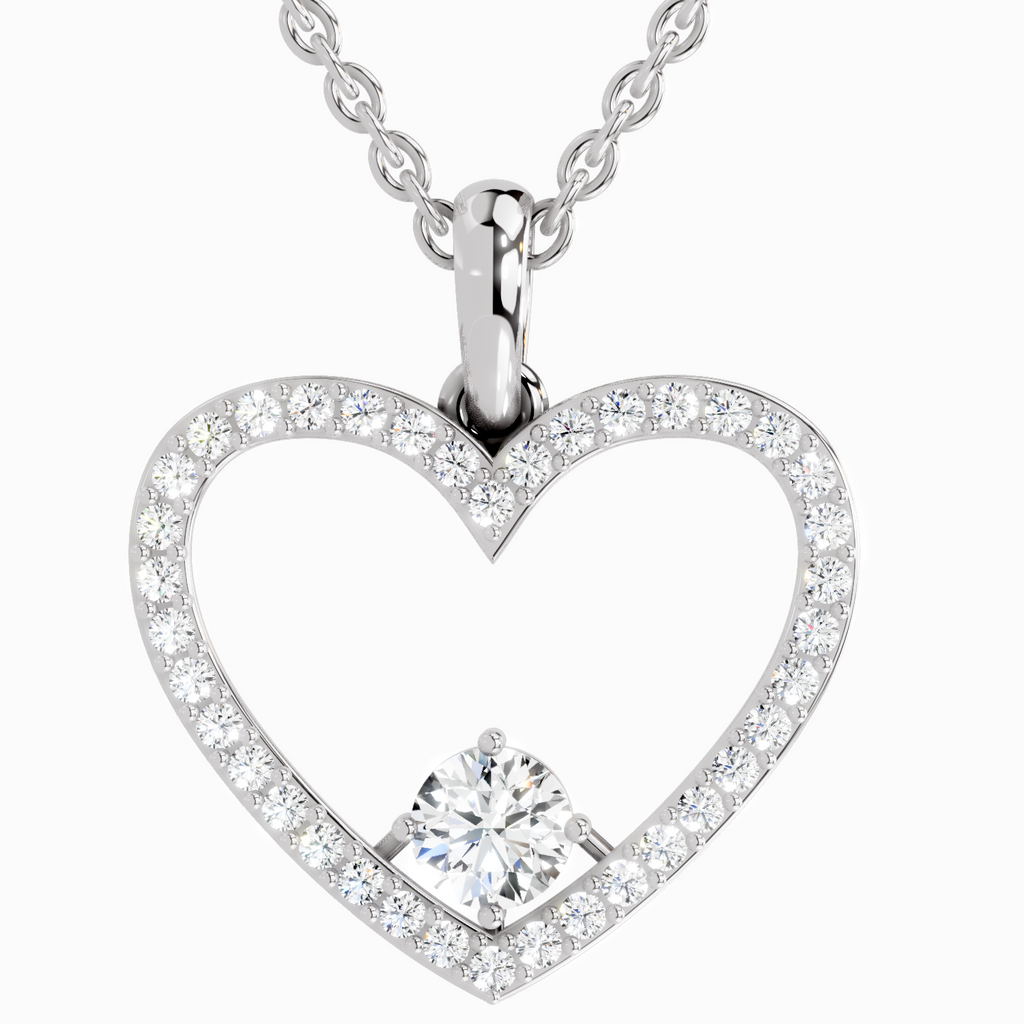 Lab Grown Diamond 0.92 Carat Heart Shape Pendant for Women in 14K